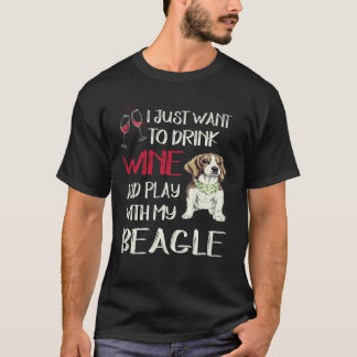 25 Drink Wine And Play With My Beagle T-Shirt