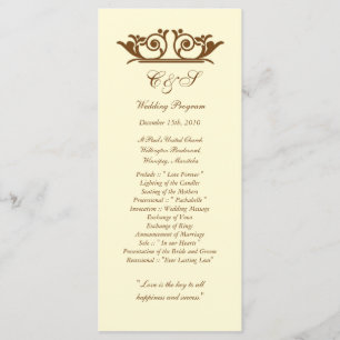25 Elegant Ivory/Brown Wedding Programs Programme