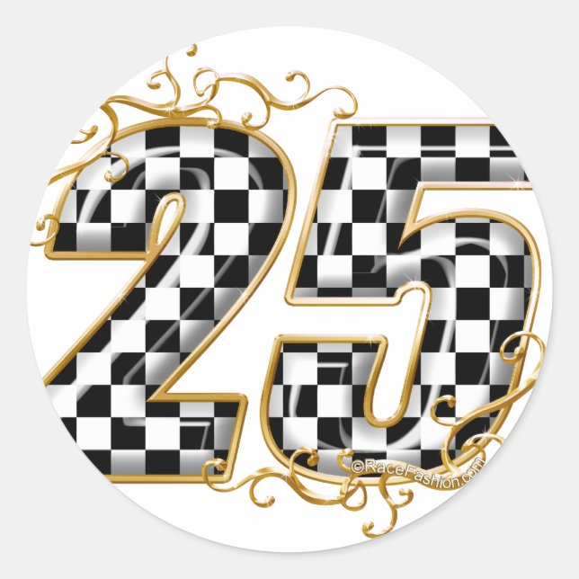 25 gold.png classic round sticker (Front)