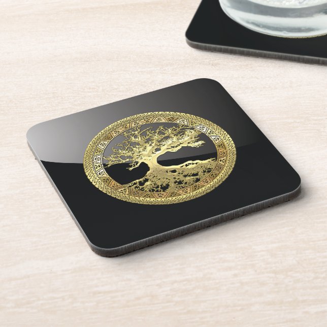 [25] Golden Celtic Tree of Life Coaster (Left Side)