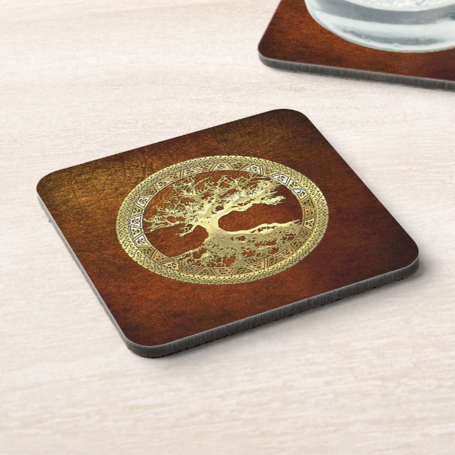 [25] Golden Celtic Tree of Life Coaster (Left Side)