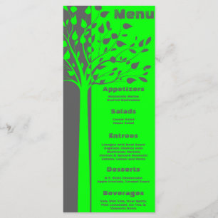 25 Grey/Neon Green Tree Wedding Menu Tags