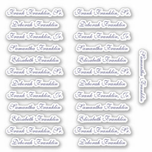 25 Guest Names Elegant Navy English P Calligraphy