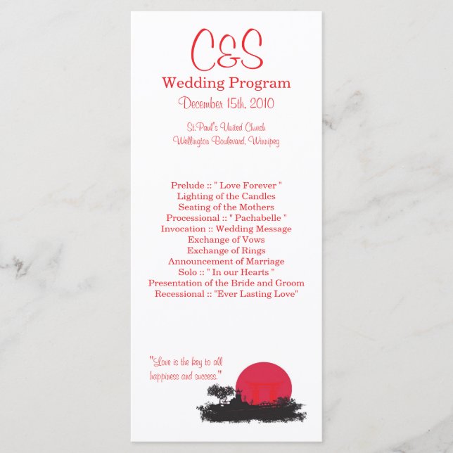 25 Japanese Rising Sun Wedding Programs Programme (Front)