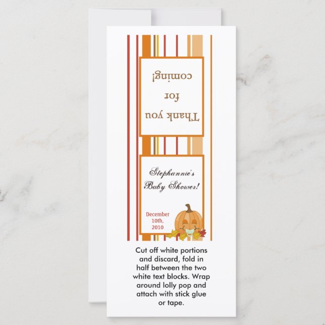 25 Lollipop Topper Autumn Fall Pumpkin Baby (Front)