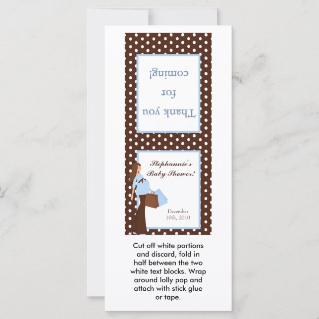 25 Lollipop Topper Blue Mod Mum Polka Dots (Front)