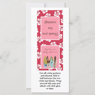 25 Lollipop Topper Pink Hawaiian Luau Tropical