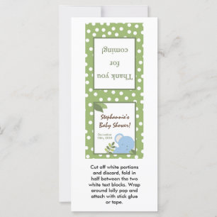 25 Lollipop Topper Safari Jungle Elephant Green