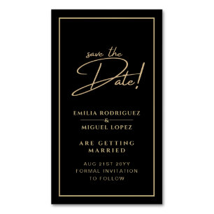 25 Magnetic black Gold Save Dates for Fridge Small Business Card