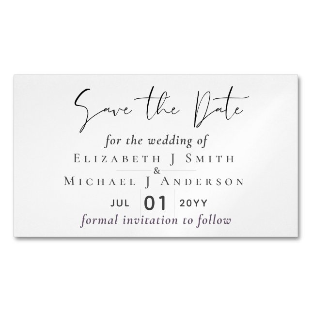 25 Magnetic Save the Dates BARGAIN! Classic White Magnetic Business Card (Front)