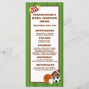 25 Menu Cards All Star Green
