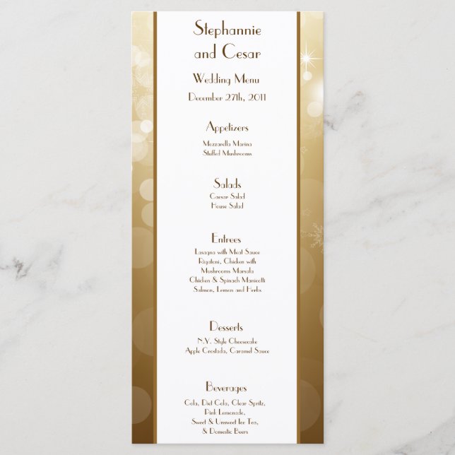 25 Menu Cards Christmas Copper Blur (Front)