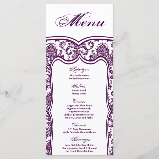 25 Menu Cards Damask Lace Print Pattern Fabric (Front)