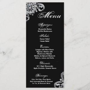 25 Menu Cards Diamond Necklace Jewlery Bling