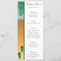 25 Menu Cards His/Hers Sandals On Beach plam trees