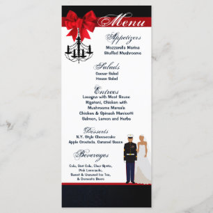 25 Menu Cards Marine Hispanic Uniform Groom Bride