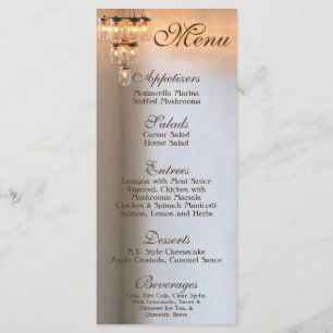 25 Menu Cards Mason Jar Chandelier Candles Rustic