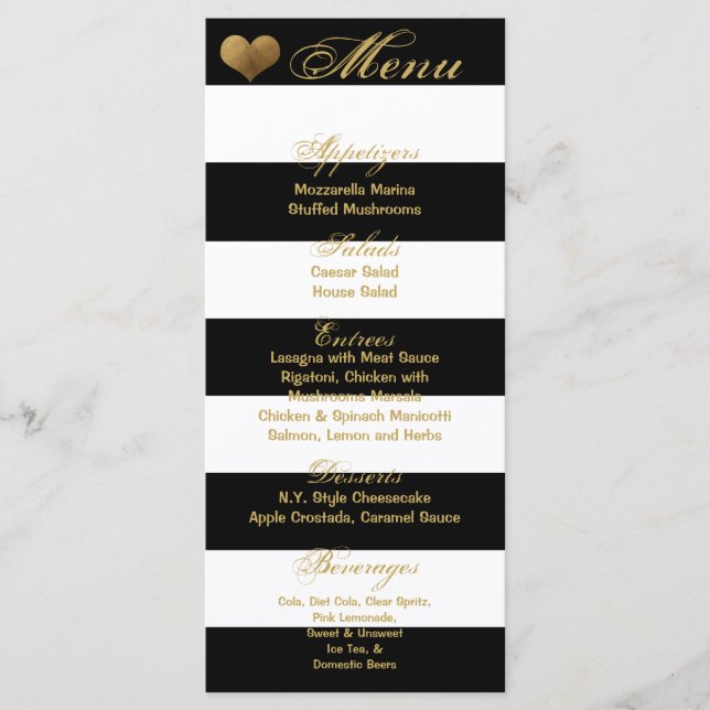 25 Menu Cards Modern Stripe Black White Contempora (Front)