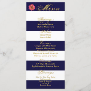 25 Menu Cards Modern Stripe Navy Blue Contempora