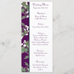 25 Menu Cards Peacock/Flower Branch Purple Teal