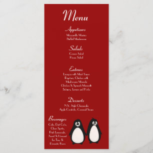 25 Menu Cards Penguin Love Couple Mate for Life