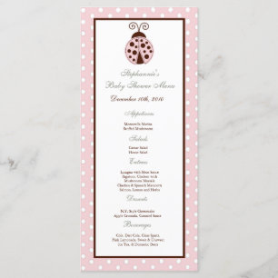 25 Menu Cards Pink Ladybug