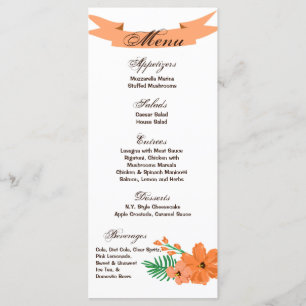 25 Menu Cards Spring Hibiscus Flower Hawaiian Flow