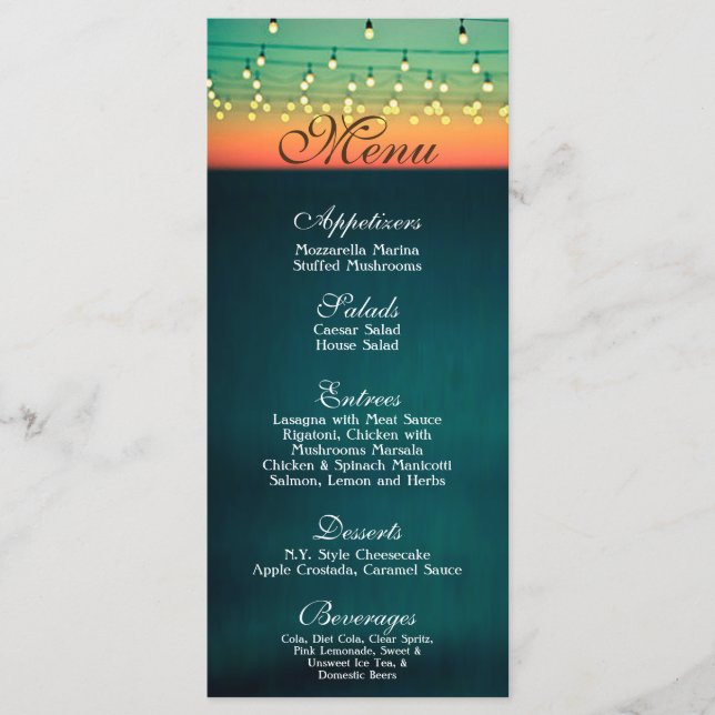 25 Menu Cards Sunset String Lights Yard Lights (Front)