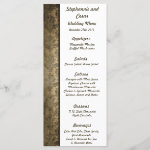 25 Menu Cards Vintage Brown Damask