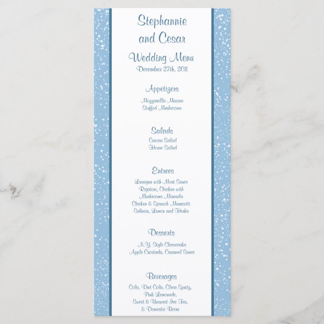 25 Menu Cards Winter Blue Christmas (Front)