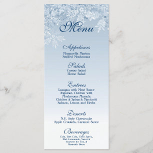 25 Menu Cards Winter Wonderland Crystal Snowflakes