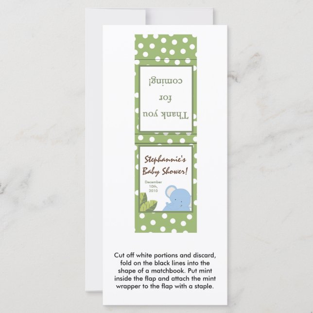 25 Mint Matchbooks Safari Jungle Elephant Green (Front)