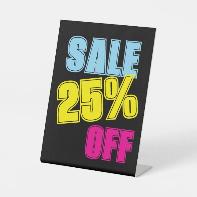25% Off Sale Sign, Tabletop Counter Signage, Store Pedestal Sign (Front)