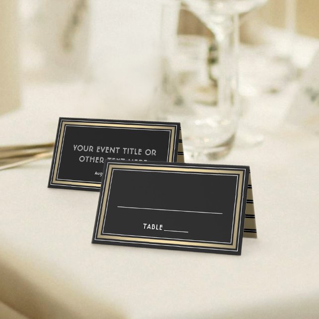 25 Pack Elegant Border Black & Gold Escort Cards (Creator Uploaded)