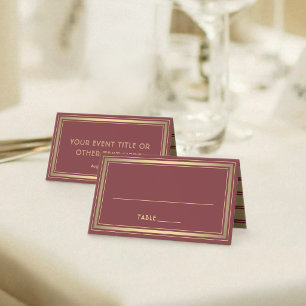 25 Pack Elegant Border Burgundy Gold Escort Cards