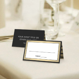 25 Pack Elegant Modern Black & Gold Escort Cards