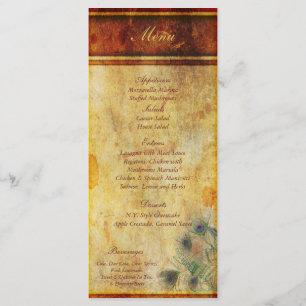 25 Peacock Feather Wedding Menu Tags