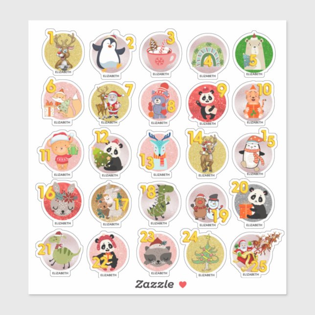 25 Personalised ADVENT CALENDAR Goody Bag Named (Sheet)