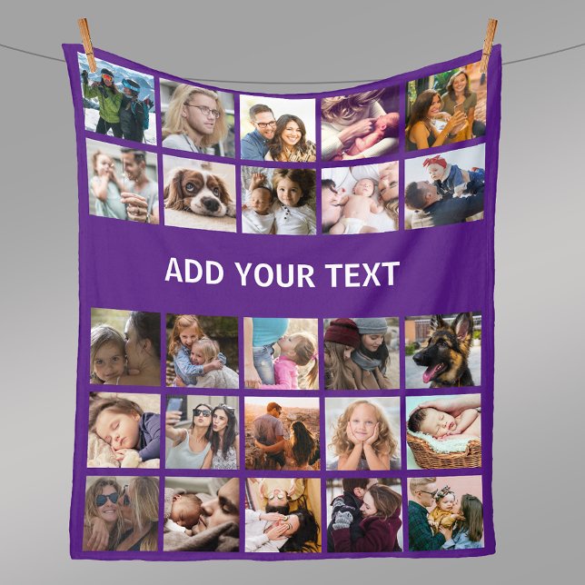 25 Photo Collage Purple Fleece Blanket (Creator Uploaded)