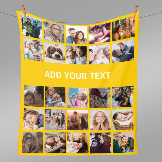 25 Photo Collage Yellow Fleece Blanket (Creator Uploaded)