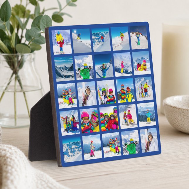 25 Photo Grid Collage Dark Blue Plaque (25 Photo Grid Collage Dark Blue Plaque)
