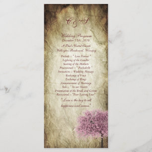 25 Pink Tree Wedding Programs Programme