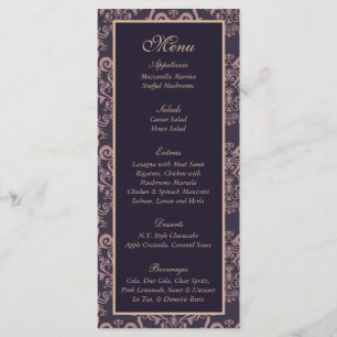 25 Purple Damask Lace Wedding Menu