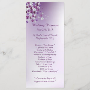 25 Purple White Diamond Wedding Programs Programme