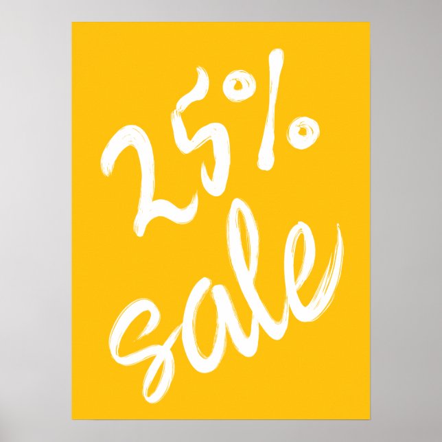 25% Sale Sign, 18x24 Yellow Sale Poster (Front)