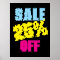 25% Sale Sign, Retail Store Signage, Colourful Sal