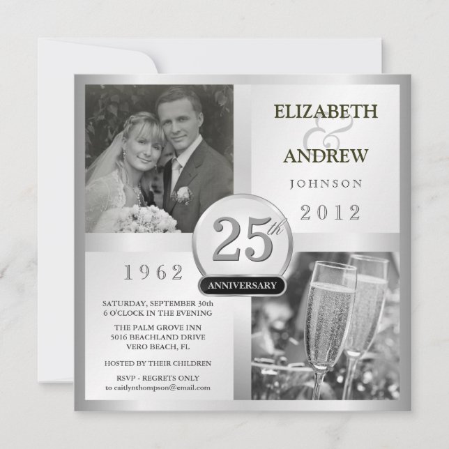 25 Silver Wedding Anniversary - Photo Invitations (Front)