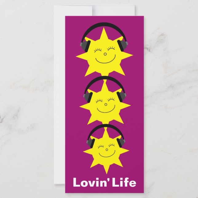 25 Sun & headphones Lovin' Life bookmarks (Front)