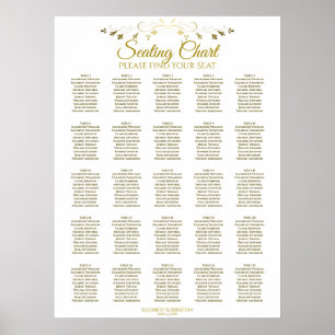 25 Table Elegant Gold Wedding Seating Chart