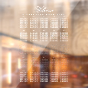 25 Table Seating Chart Transparent White Script